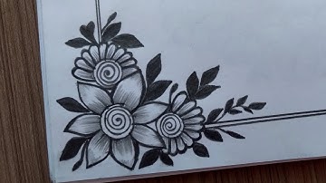 Easy Border Design for Project | Easy corner Drawing Tutorial For Beginners | Flower Drawing