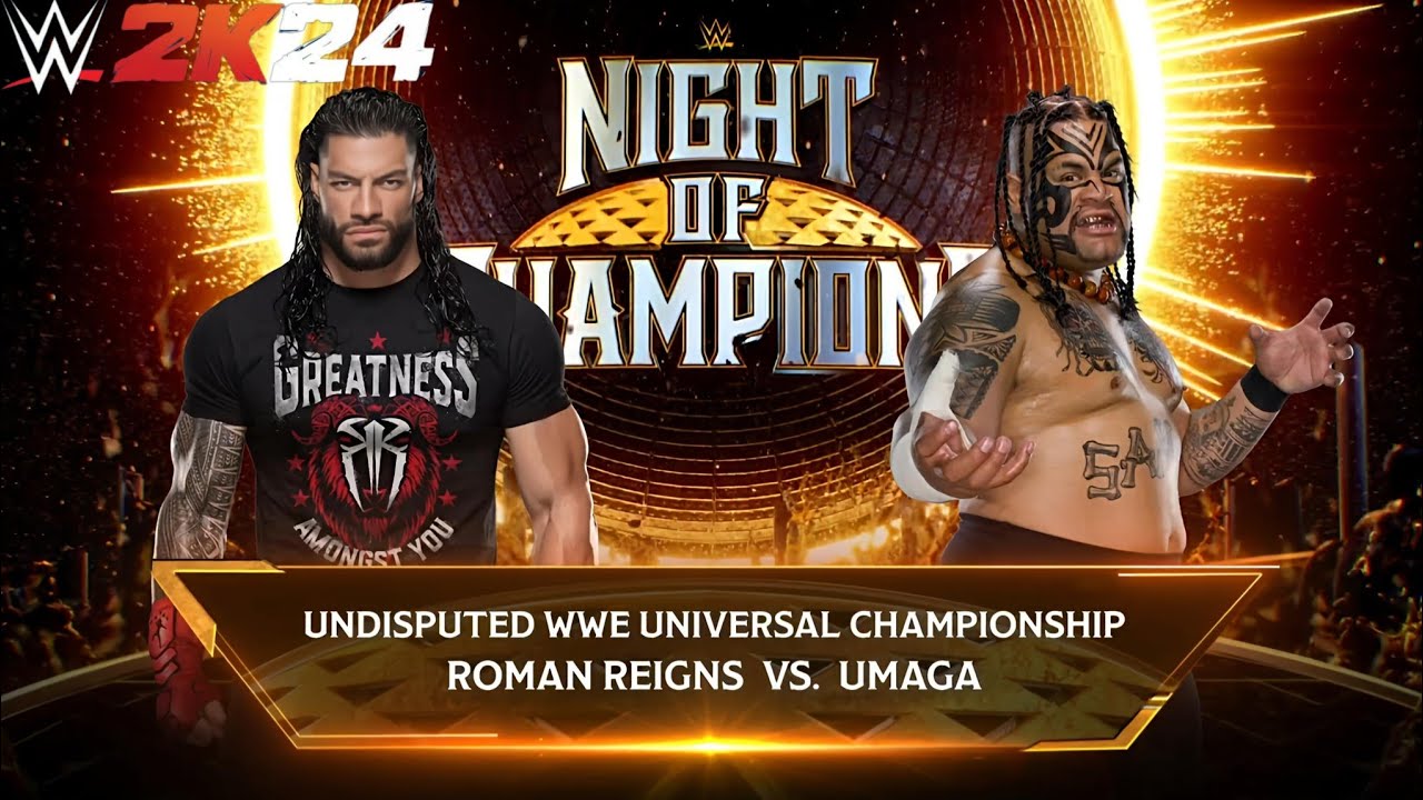 WWE 2K24 - Roman Reigns vs Umaga | Undisputed WWE Universal Championship Match | Night Of Champions 
