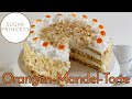 Saftige, frische Orangen-Mandelbiskuit-Torte | Orangentorte | Mandeltorte | Rezept von Sugarprincess