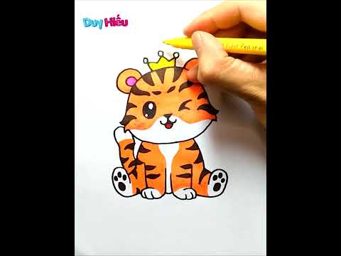 Video Vẽ con hổ đội vương miện đơn giản dễ thương | Vẽ con... - youtube