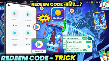 QuizSum App | Free Redeem Code App | Google Play Gift Card New App | How to get free redeem code app