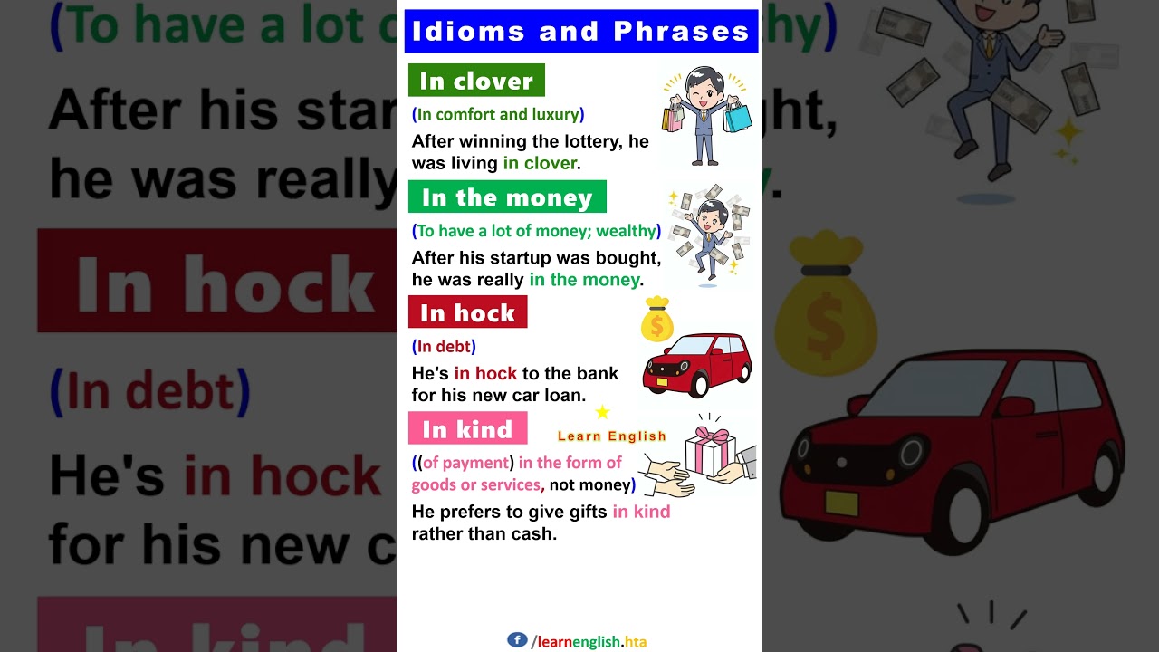 English Idioms (Sentences) | IN Idioms and Phrases with pictures | Idiom Meanings
