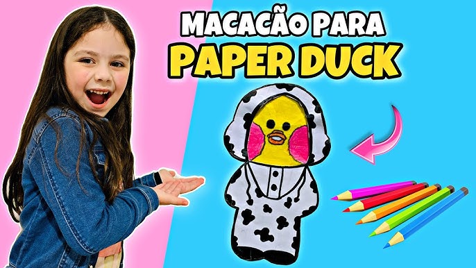 Pato Lalafanfan Azul Paper Duck de pelúcia com roupas e acessórios Con