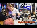 💈The Youngest Barber in My Life!🪒 Blonde Nika's First Shave on Camera With Straight Razor🔥