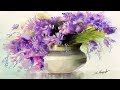 Watercolor Painting Vase With Flowers By Yasser Fayad