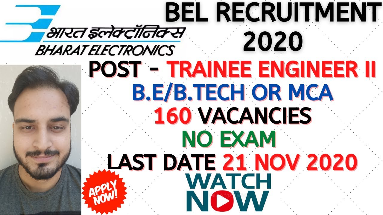 BEL Trainee Engineer Recruitment 2020