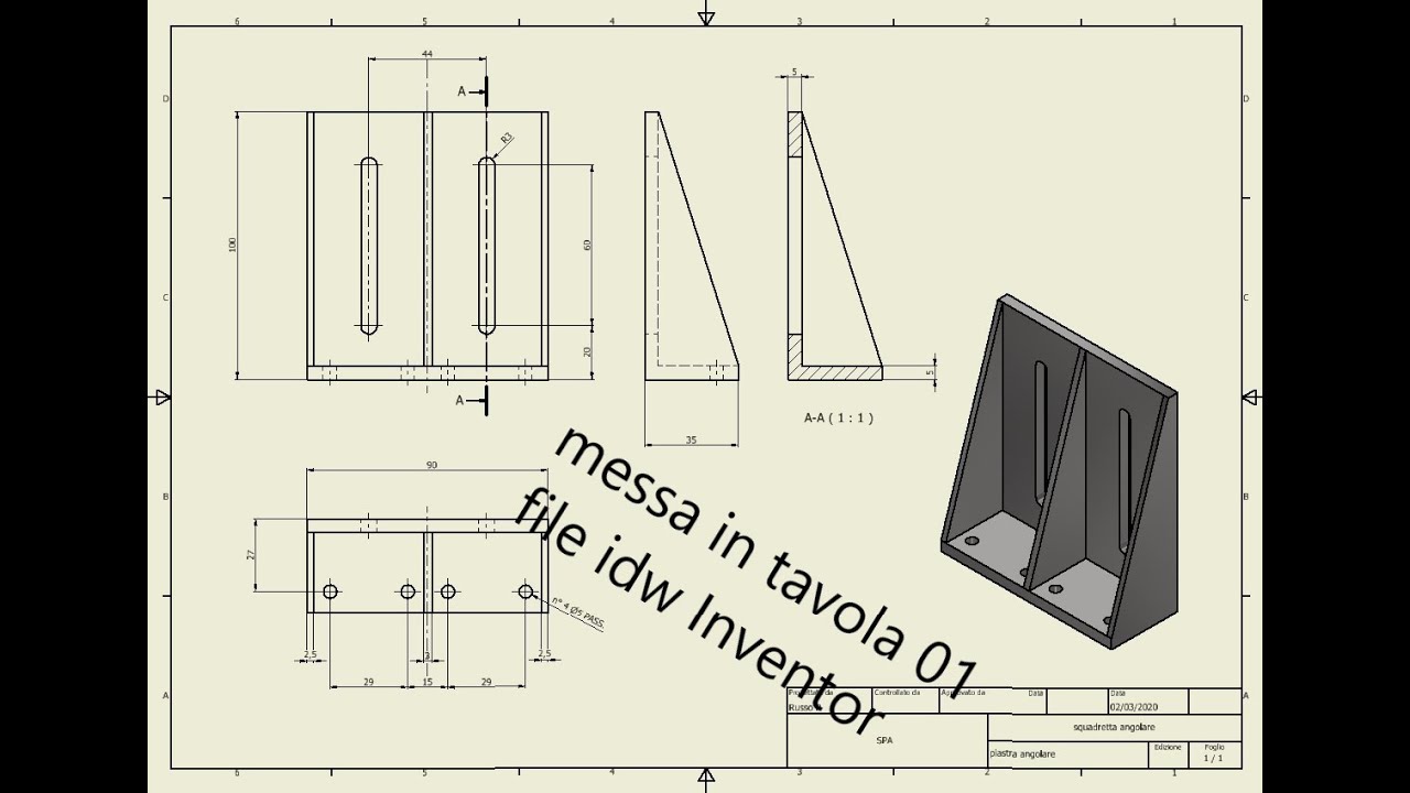Pier CAD 3D - Corso base Inventor Pro (video 2/1 - Messa in tavola IDW