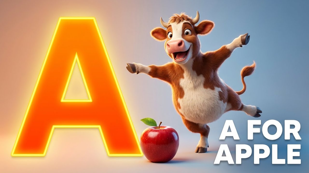A for Apple | Learn Alphabet with Dancing Cow | English Voice