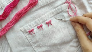 DIY: Embroidery on jeans || Cute little Bow Embroidery Design
