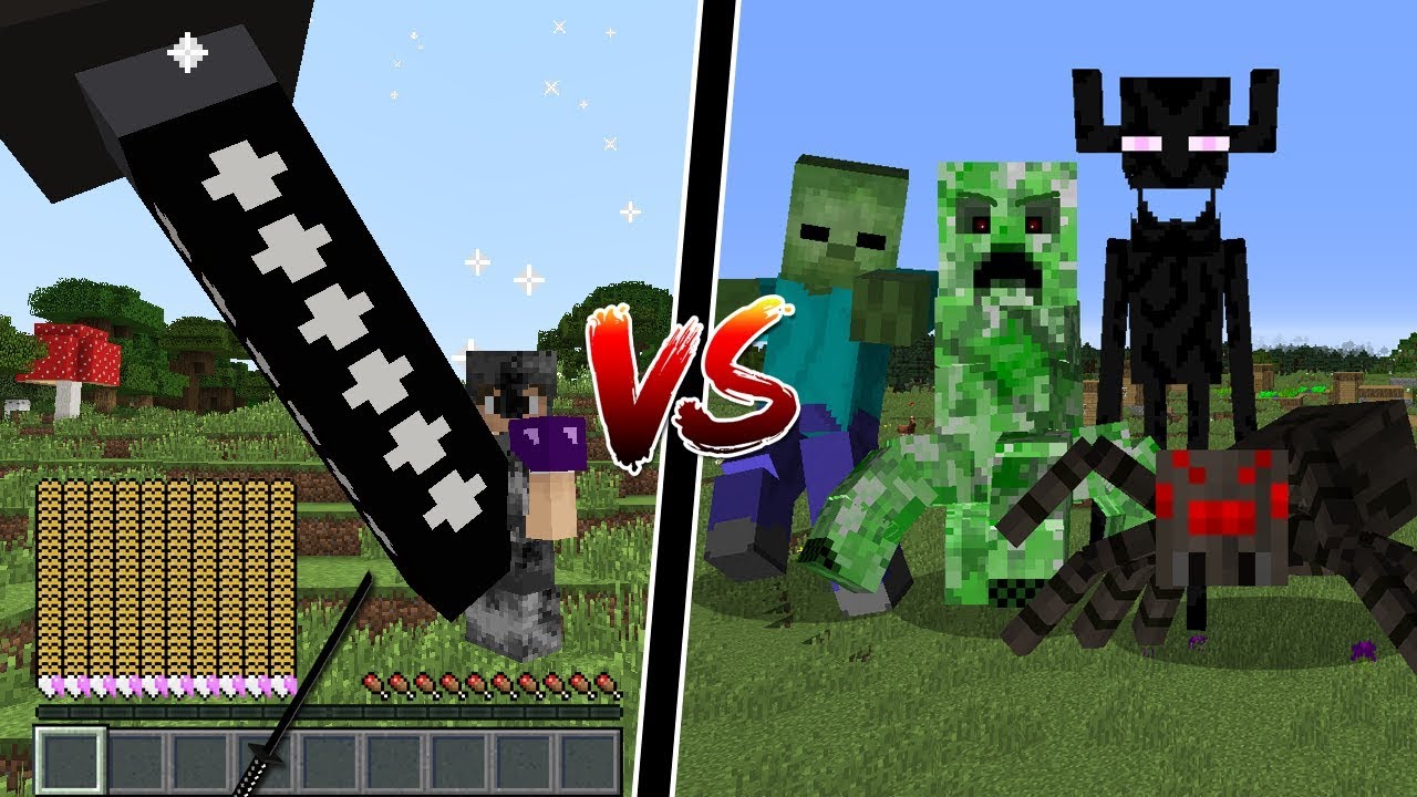 Minecraft: ESPADA GIGANTE OP VS MOBS GIGANTES! QUEM GANHA? 