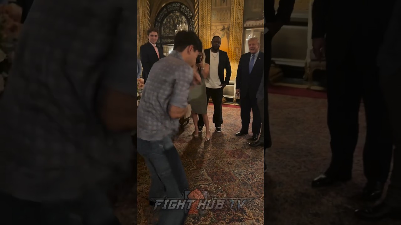 Ryan Garcia boxes for Donald Trump as the two link up!