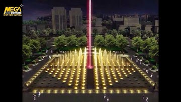 Ý tưởng chiếu sáng đài phun nước cho khu vực quảng trường công cộng đẹp.