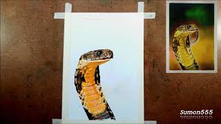 HOW TO DRAW A Cobra snake || Cobra Snake (World's deadliest snake) drawing REALISTIC EASY OIL PASTEL screenshot 5