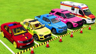 DACIA, AUDI, VOLKSWAGEN, FORD POLICE VEHICLES & MERCEDES AMBULANCE EMERGENCY TRANSPORTING ! FS22 by bo GAME 18,982 views 11 days ago 12 minutes, 55 seconds