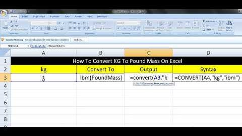How To Convert KG To Pound Mass On Excel