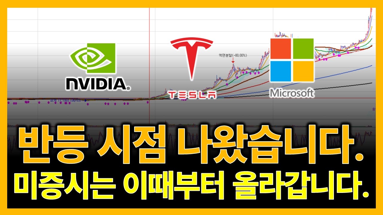 반등 시점 나왔습니다. 미증시는 이때부터 올라갑니다. (테슬라 엔비디아 soxl 아이온큐 팔란티어테크 마이크로소프트