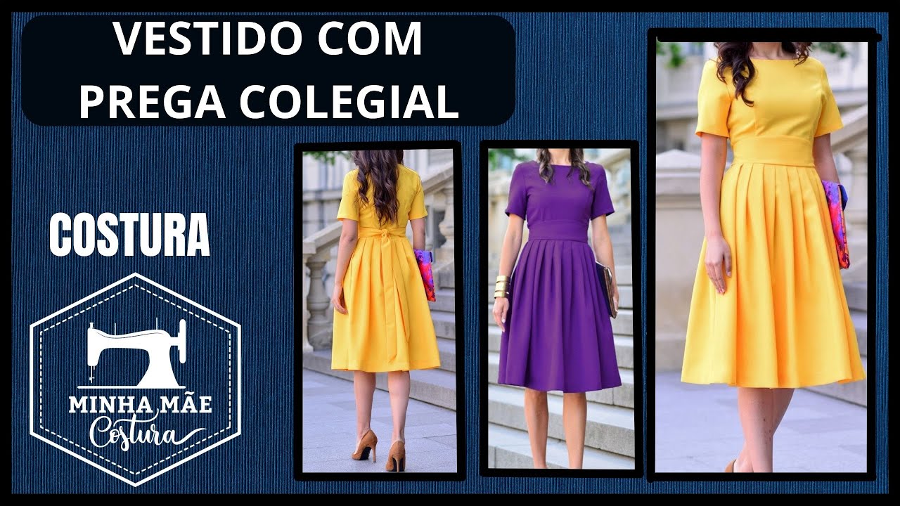 VESTIDO COM PREGA COLEGIAL - PASSO A PASSO DA COSTURA