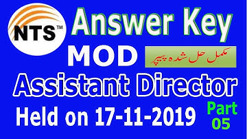 Assistant Director MOD NTS (17-11-2019) Solved Paper: Part-05