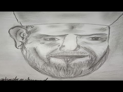 رسم الشيخ الشعراوى بالرصاص بطريقة سهلة 