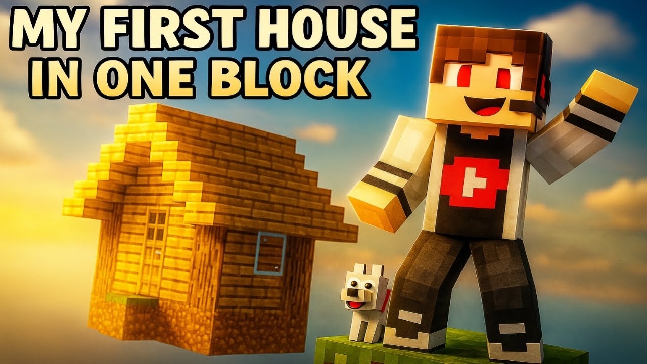 I made my first house in one block | survival series #ep1 - YouTube