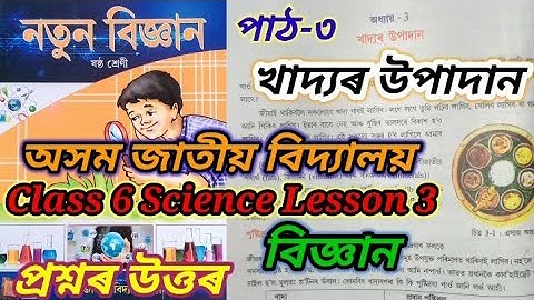 class6 science lesson3/খাদ্যৰ উপাদান/Assam jatiya Bidyalaya/Question answers
