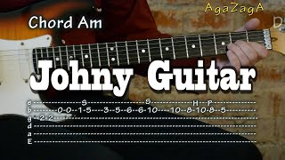 Johny Guitar - Tab & Chords, Guitar lesson, como tocar, レッスン , урок, табулатуры Resimi