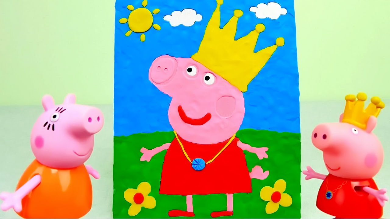 Свинка Пеппа и Мама Свинка делают новогодний наряд для Пеппы. Peppa Pig with Mama Pig and plasticine