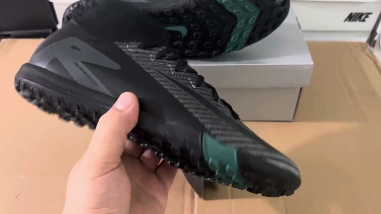 Nike Air Zoom Mercurial Superfly 10 Elite TF Artificial Turf Soccer Shoes - Black/Green/Silver