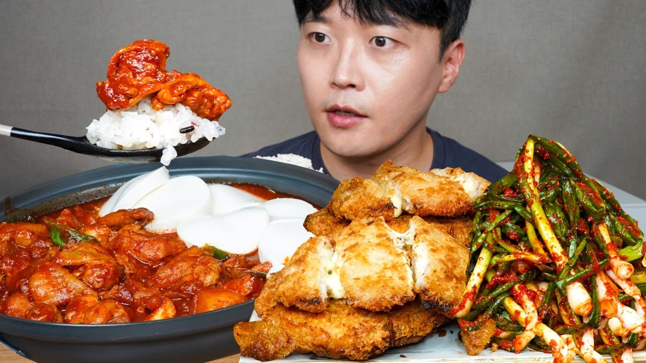 [와차밥] 순두부닭도리탕 파김치 치즈돈까스 요리 먹방 Spicy Braised Chicken & Green Onion Kimchi ASMR MUKBANG EATING