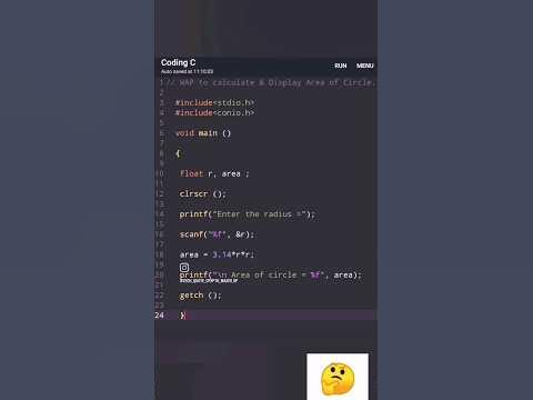 WAP to calculate & Display Area of Circle in C. #youtubeshorts # ...