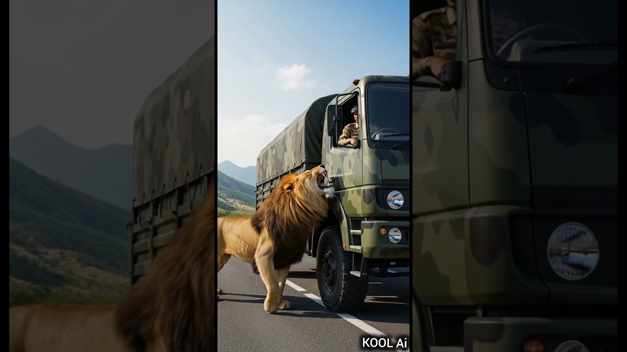 "A lion helped the army soldiers. 