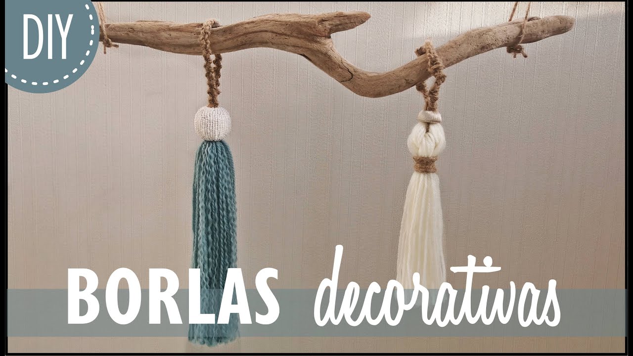 Cómo hacer BORLAS DECORATIVAS, Tutorial ¡2 estilos!, Lana, cuerda rústica y  abalorios