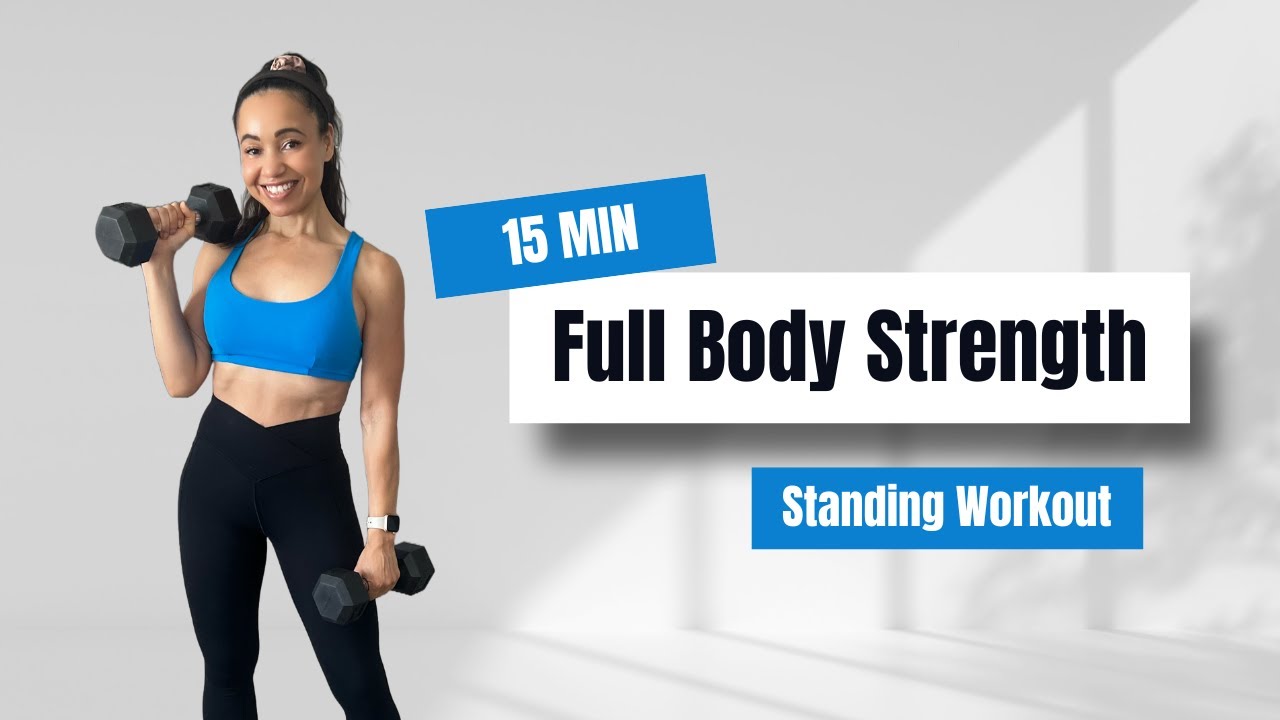 15 Minute Full Body Dumbbell Workout [No Repeat // Standing Strength ...