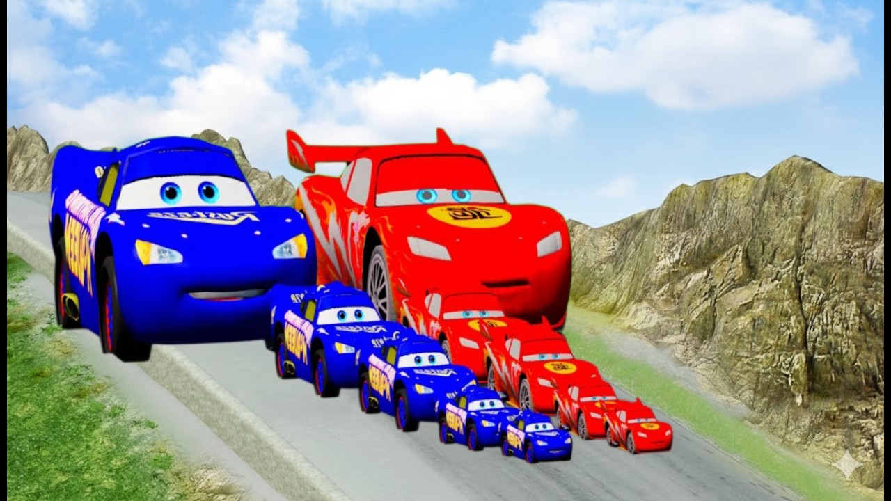 Big & Small McQueen vs Chick Hicks vs Tow Mater vs King Dinoco vs Duch Hudson - BeamNG.Drive