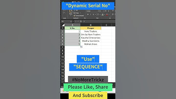 Excel Shorts: Creating Dynamic Serial Numbers in Excel Made Easy