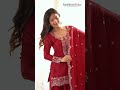 Fancy Fabric Palazzo Suit With Embroidered Work In Red