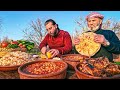 العيش البدائي في الريف والطبخ على الحطب
