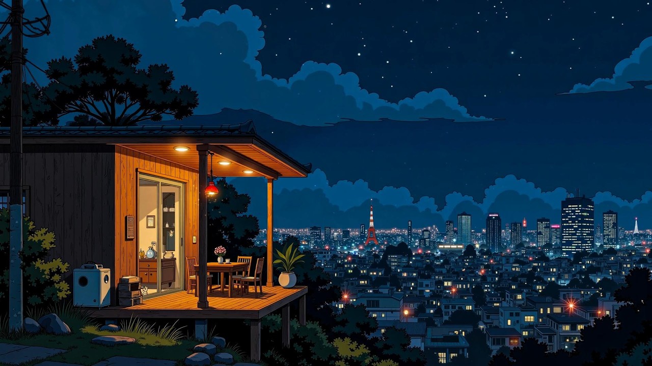 Cozy Night House 🌃 Lofi for Late Night Study & Deep Focus 🌙 Peaceful City Lights