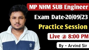 MP NHM SUB ENGINEER 2023 || Practice Session  | Live  || By- Arvind Sir