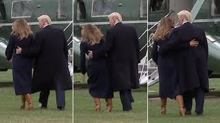 Melania Trump stumbles in high heeled boots