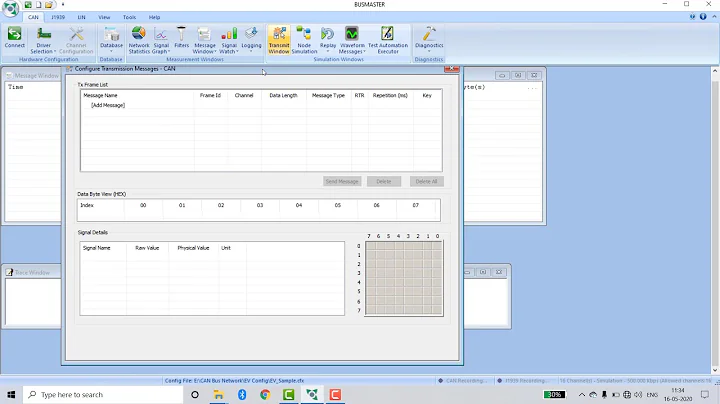 Analysis of signals in BUSMASTER software