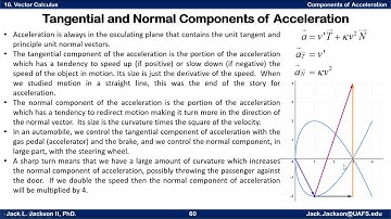 Calculus 16.7 Normal and Tangential Components of Acceleration