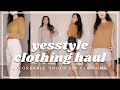 YESSTYLE CLOTHING TRY ON HAUL | affordable under $20 | fall & winter skirts, knits + layering pieces