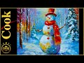 Beyond cartoons fine art acrylic snowman with ginger cook