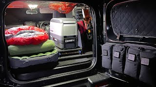 Solo Camping Small Car. Relaxing Titanium Wood Stove. ASMR Cold Weather Suzuki Jimny
