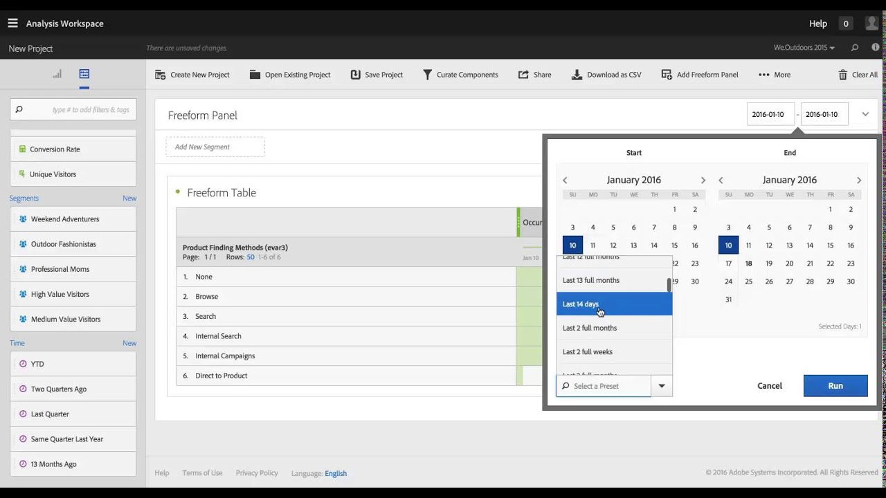Using Date Ranges & Calendar in Analysis Workspace | Adobe Analytics