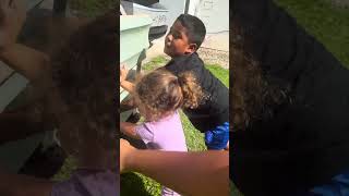 Mom catches daughter and son pushing dad around #shorts