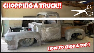 HOW TO CHOP A TRUCK! CHOPPING A VINTAGE FORD F100! BUILDING A HOT ROD / RAT ROD!!  REVIEW, REBUILD