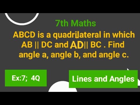ABCD Is A Quadrilateral In Which AB DC And AD BC Find Angle B C