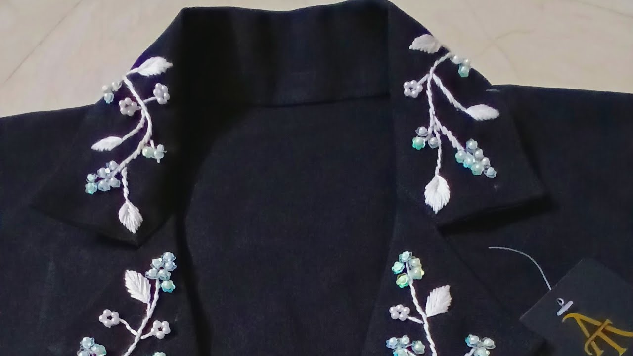 DIY Unique collar embroidery design idea. How to make easy collar design for beginners. Art DiarY 